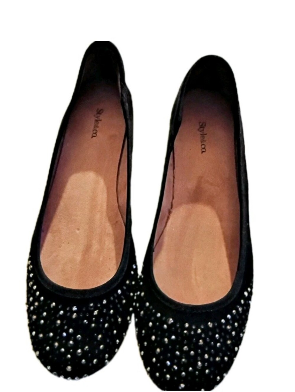 Style & Co. Black Studded Suede Ballet Flats
